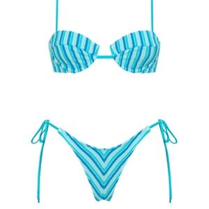 Triangl bikini, top - large, bottom - small. blue patterned